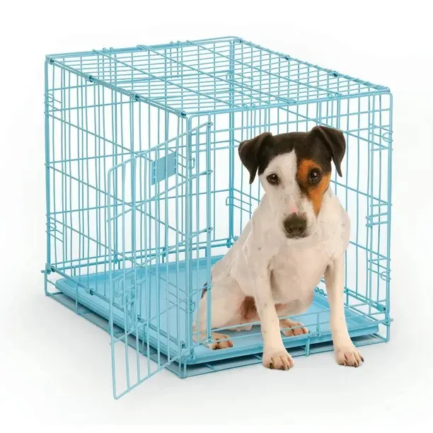 Caisse pour chien robuste de qualité supérieure Cage pour chien en métal solide grande Cage pour chien en métal de couleur bleu ciel pour voiture voyage petite caisse