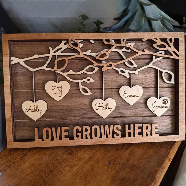 Cornice per foto in legno ornamento coppia albero genealogico in legno decorazione regalo di anniversario