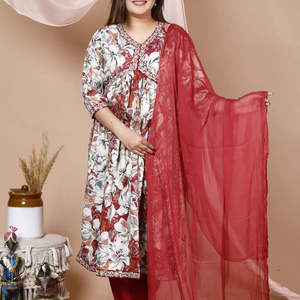 Wholesale Factory Supply Alia Cut Anarkali Kurtis Pent with Dupatta for Office and Regular Wear From <strong>India</strong> Handmade for Girls - Product Image 1