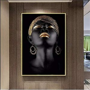 Wall Painting, African <strong>Women</strong> Art Wall Decor Canvas Wall Art Black Pretty Girl Style Canvas <strong>Poster</strong> Print Without Frame 50x70cm
