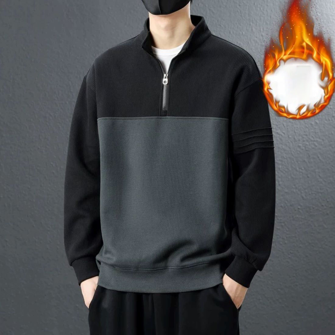 กำมะหยี่สีดำประกบสีเทาเข้มและหนาขึ้น