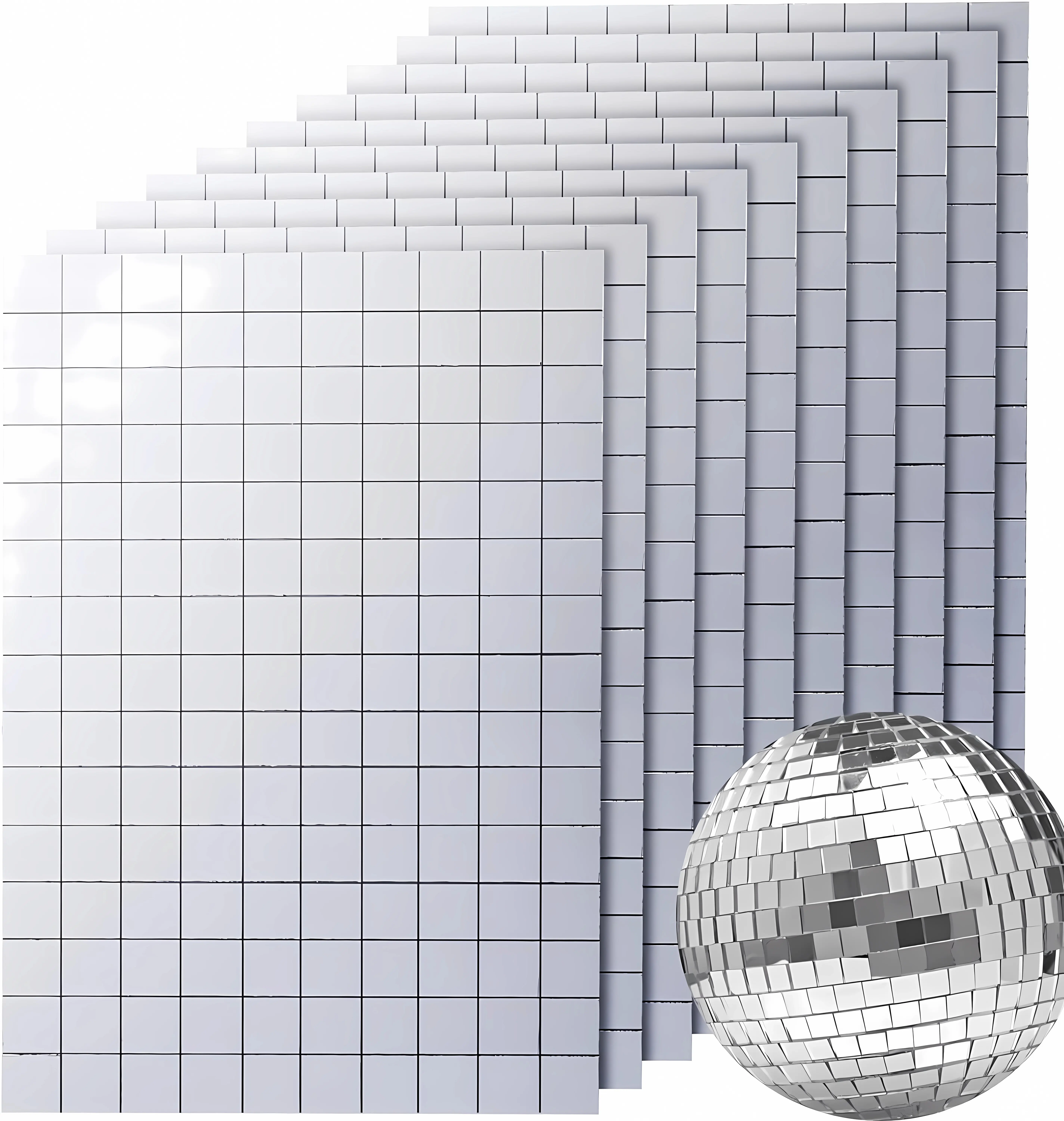 1500pcs Self-Adhesive Square Glass Mirror Mosaic Tiles (10x10mm) for Craft DIY Indoor Decoration and Disco Ball Projects