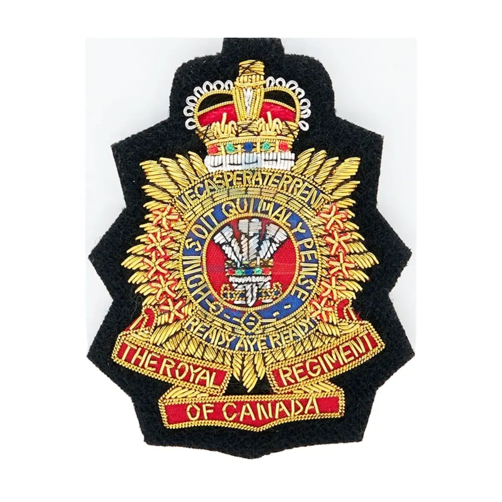 Badge de chapeau de petits officier Royal canadien OEM, Badges d'officier et de civil personnalisés, Badge 3D de fil brillant de haute qualité