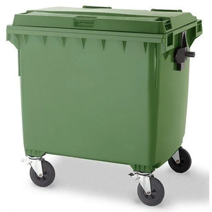Contenedor de basura industrial para exteriores HDPE de 660L con tapa y bloqueo Contenedor personalizado de basura resistente con 4 ruedas de goma sólida - Product Image 2