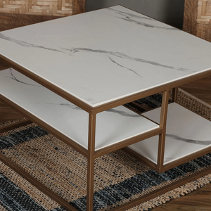 Stylish Engineered Wood <strong>Rectangular</strong> <strong>Nesting</strong> <strong>Tables</strong> - Coffee/Tea <strong>Table</strong> with Premium Color Metal Base, Indian Supplier - Product Image 6