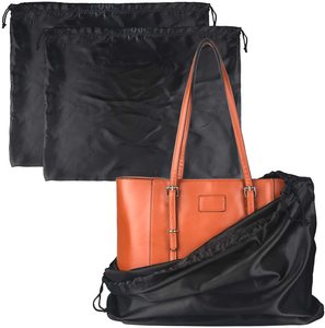 Custom Dust Drawstring Gift Packaging Bag Silk Satin Drawstring Pouch Black <strong>String</strong> Bags With Logo Printed - Product Image 1
