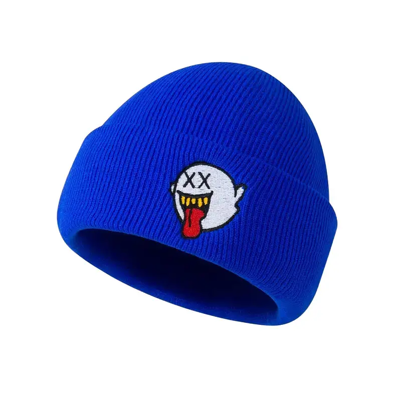 Multi Color Cartoon Ghost Bordado Inverno Beanie Hat Halloween Hiphops Engraçado Quente Malha Cap Para Halloween Decoração Presentes