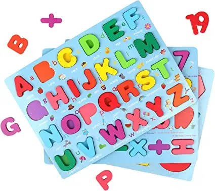 Neuestes Design Buntes hölzernes Lern alphabet Schiefer Hochwertiges handgemachtes Lernspiel Brain Teaser Kids Learning Game
