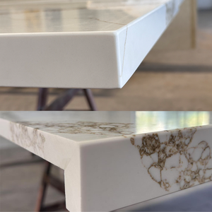 Oem sang trọng calacatta vàng trắng tĩnh mạch đá cẩm thạch nhìn Đá Nhân Tạo thạch anh <span class=keywords><strong>Countertop</strong></span> cho nhà bếp phòng tắm Vanity bàn tiếp tân - Product Image 1