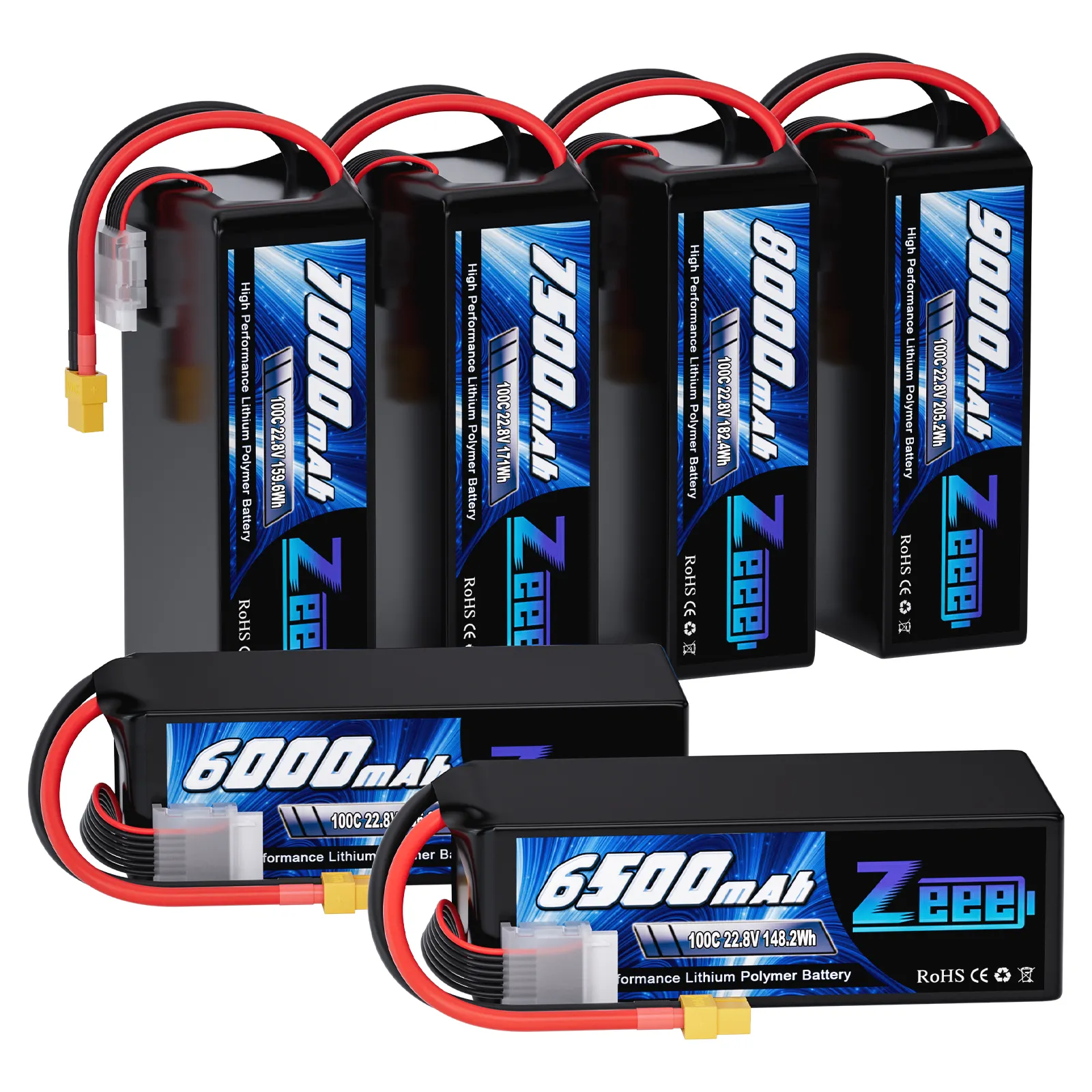 Zeee Fpv Drone Batterij 22.8V 6000/6500/7000/7500/8000/9000Mah 6S 100c Lihv Batterij Voor 7-8Inch 400-450Mm X8 10Inch Xclass Fpv