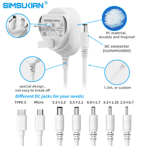 通用5V 1A 2A开关电源适配器，带发光二极管电脑材料交流DC美国欧盟英国非盟插头6V 2A电源适配器 - Product Image 3
