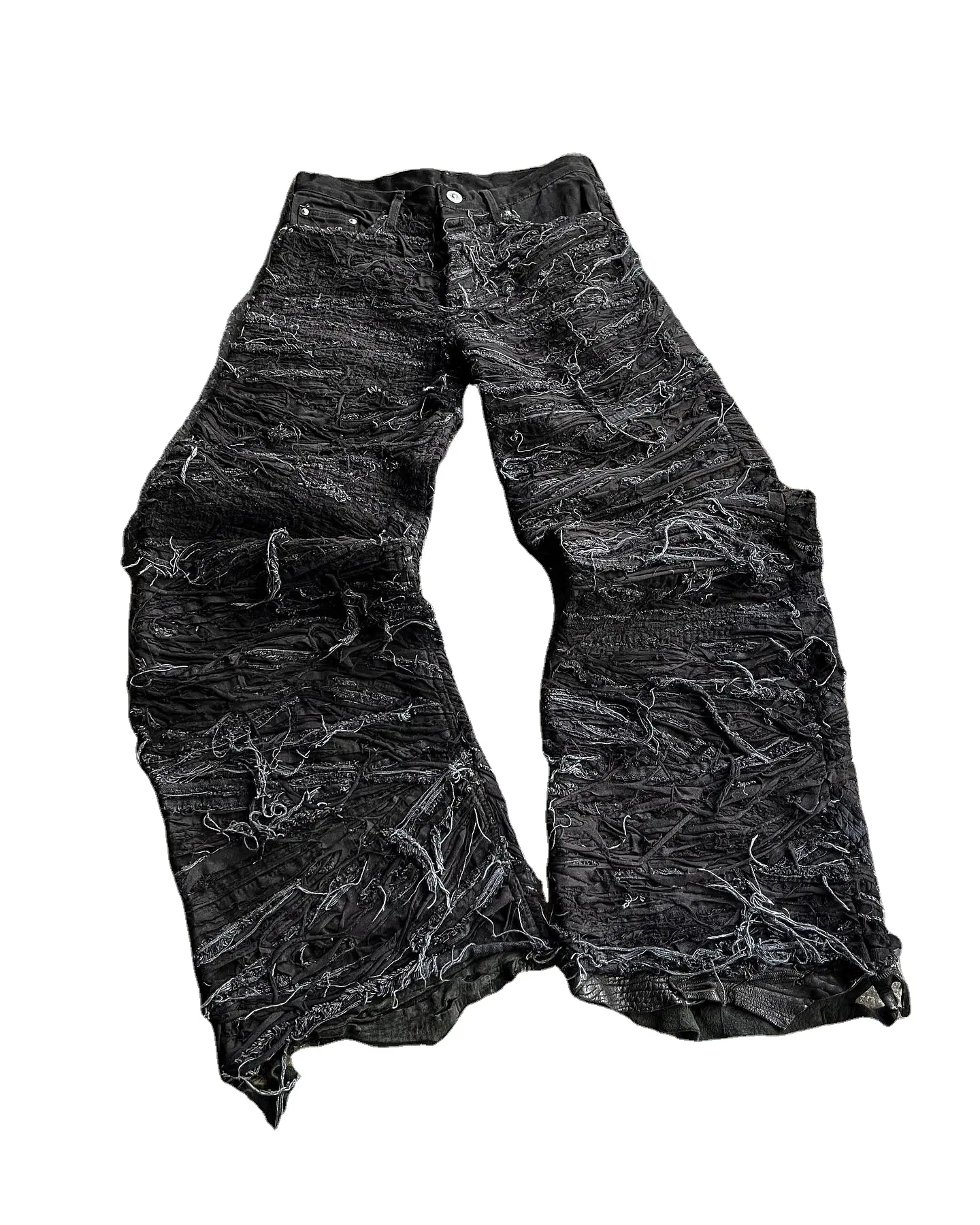 Calça jeans de namorado rasgado de cintura alta preta lavada vintage personalizada para mulheres