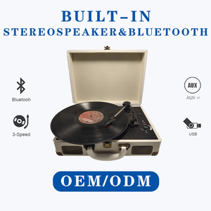 Vintage 3-Speed BT Portable Suitcase Record Player with Built-in Speakers Upgraded Turntable Audio Sound - Product Image 3