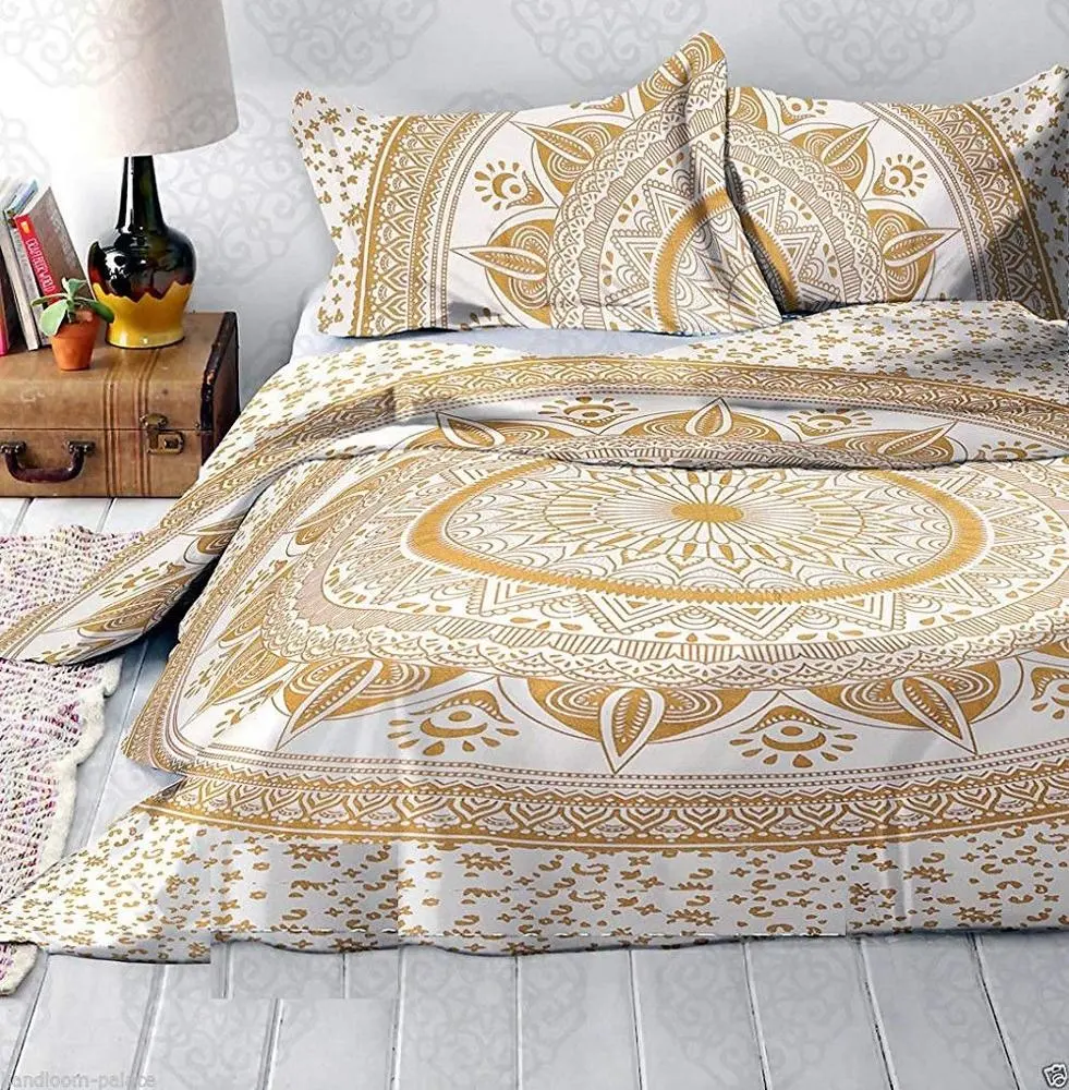 Hippie coton imprimé ethnique bohème Mandala Ombre housse de couette literie housse de couette avec taie d'oreiller