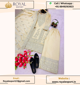 Presenting New <strong>Designer</strong> Pure Chinnon With Heavy Embroidery Coding Work Top-Bottom and Dupatta Set - Product Image 5