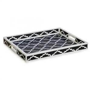 Yüksek kalite Modern düz dikdörtgen hizmet tepsi için farklı kemik kakma desen ile mobilya ve ev dekor - Product Image 1