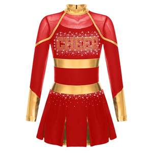 Toptan Cheer üniformaları kırmızı cheerdesigns kıyafetler amigo dans performans üniformaları özel tasarımlar Rhinestones ile setleri - Product Image 2
