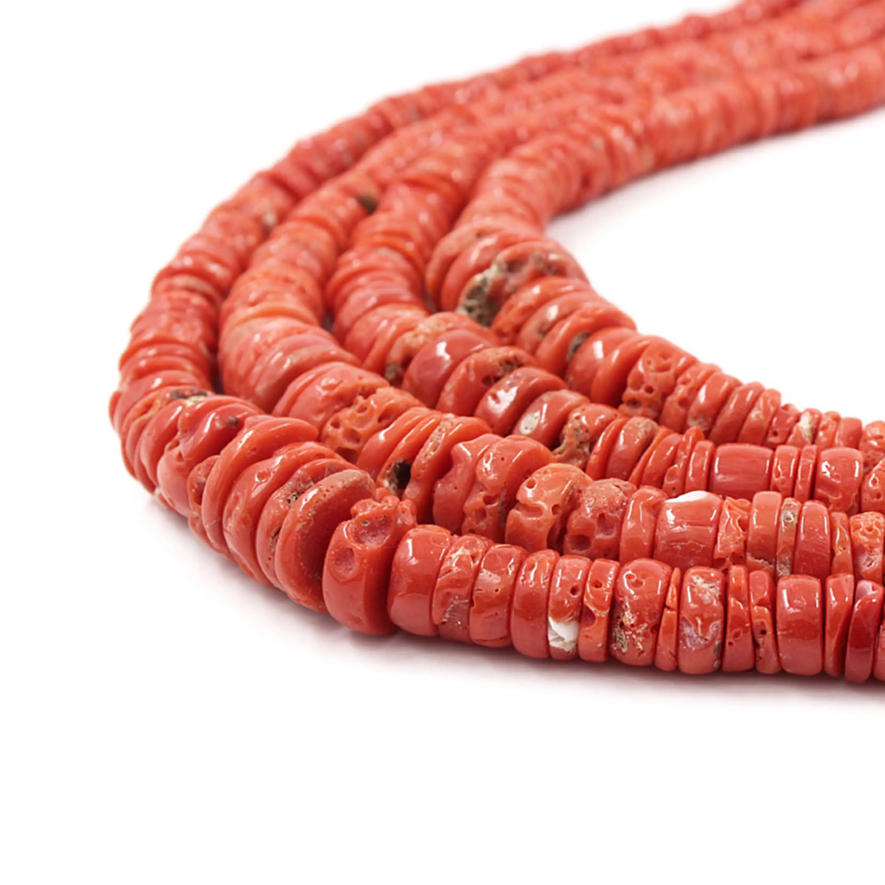 Produk mewah helai gradasi karang bentuk roundella Mediterania merah-keanggunan Italia