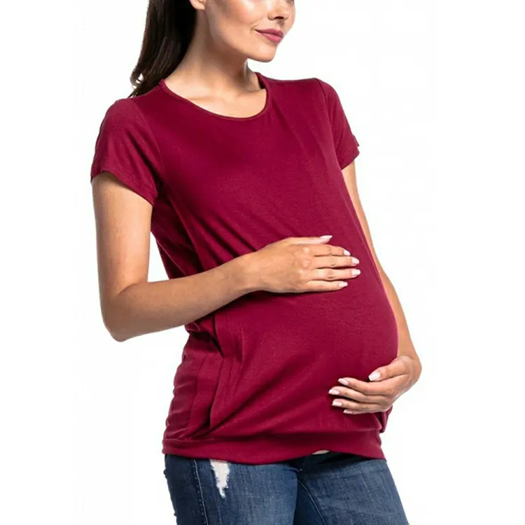 Camiseta de maternidad para mujer, camiseta de maternidad de manga corta con cuello redondo de algodón de alta calidad para niñas adultas para damas