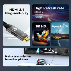 USB C至HDMI 8K 60Hz 4K 120Hz适配器电缆类型C HDMI 2.1迅雷3/4兼容苹果笔记本华为视频监视器 - Product Image 3