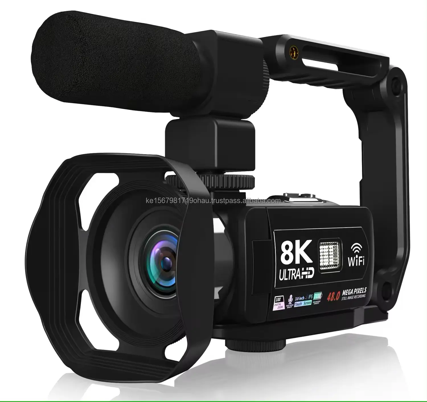 Câmera de vídeo digital com wi-fi 8K, estabilizador de câmera para transmissão de vídeo e videogame, gravador de vlogs 16X, câmera webcam com lapso de tempo