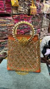 Latest Indian Handmade Exclusive Gota Pati Design Clutch Handbag Cotton Lining Tote <strong>Bag</strong> for Women at Best Price - Product Image 2