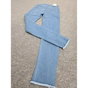 Kadın bahar Retro yüksek belli gevşek geniş bacak düz kot pantolon pantolon kadın Denim pantolon Lady günlük kot