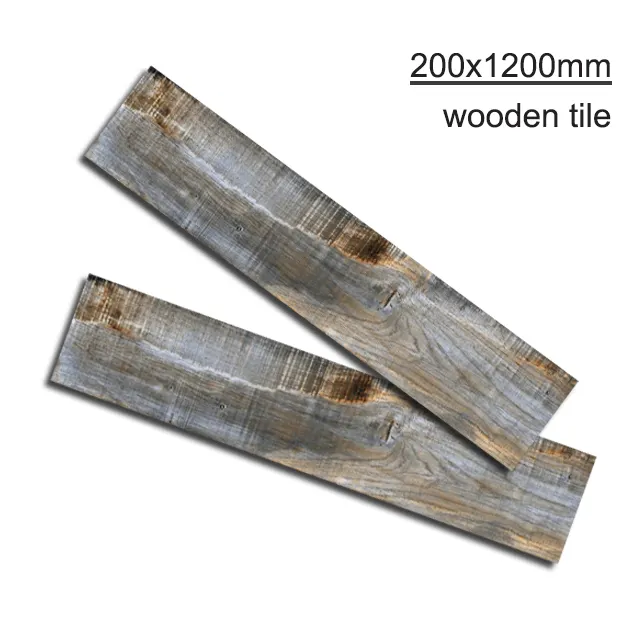 豪華なデザインの木製ストリップ200x1200mm磁器木製床タイル壁と床用の装飾的な木製板タイル