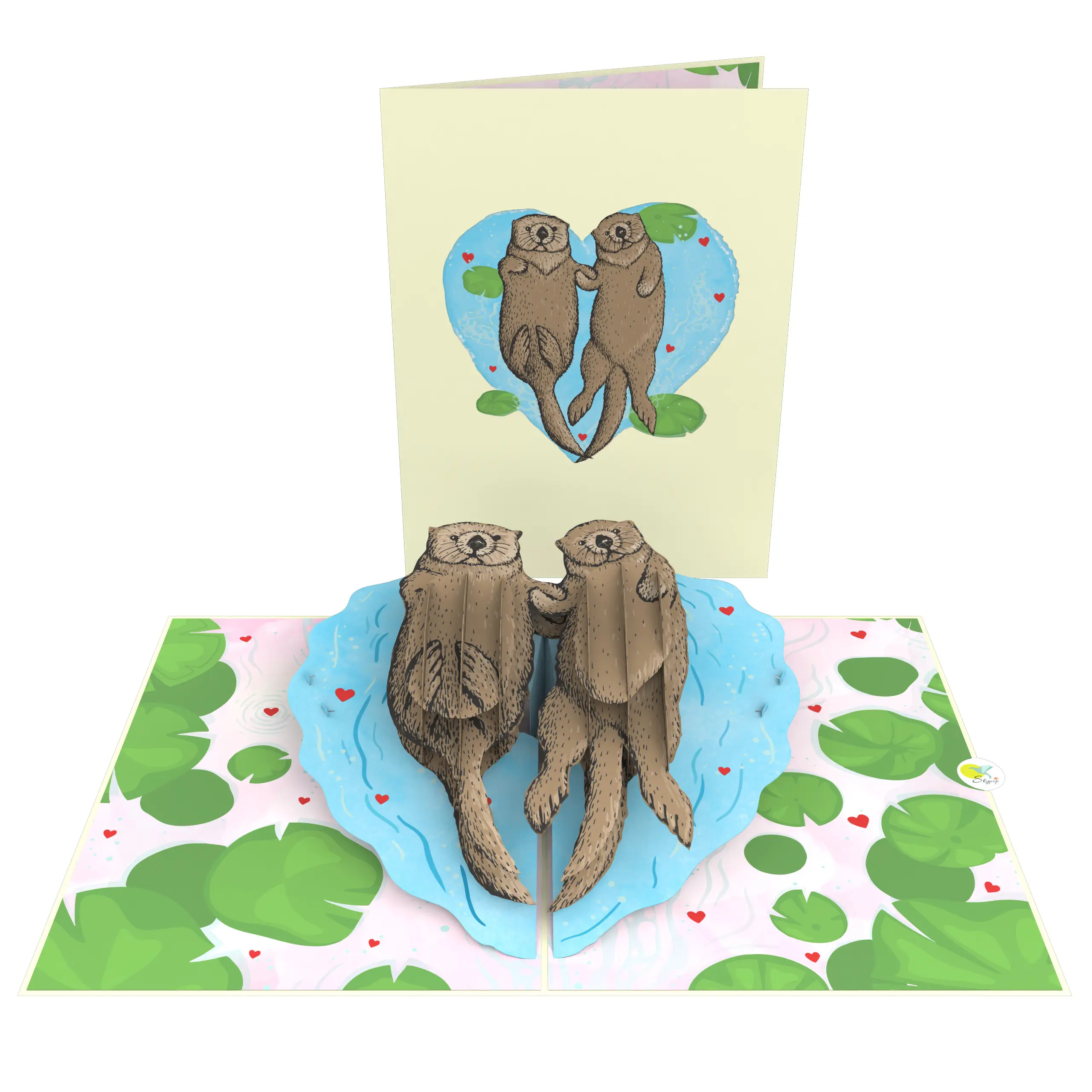 Happy Otters Pop Up Card eco-friendly migliore qualità compleanno san valentino anniversario matrimonio divertente carta sporca 3D Pop Up Card