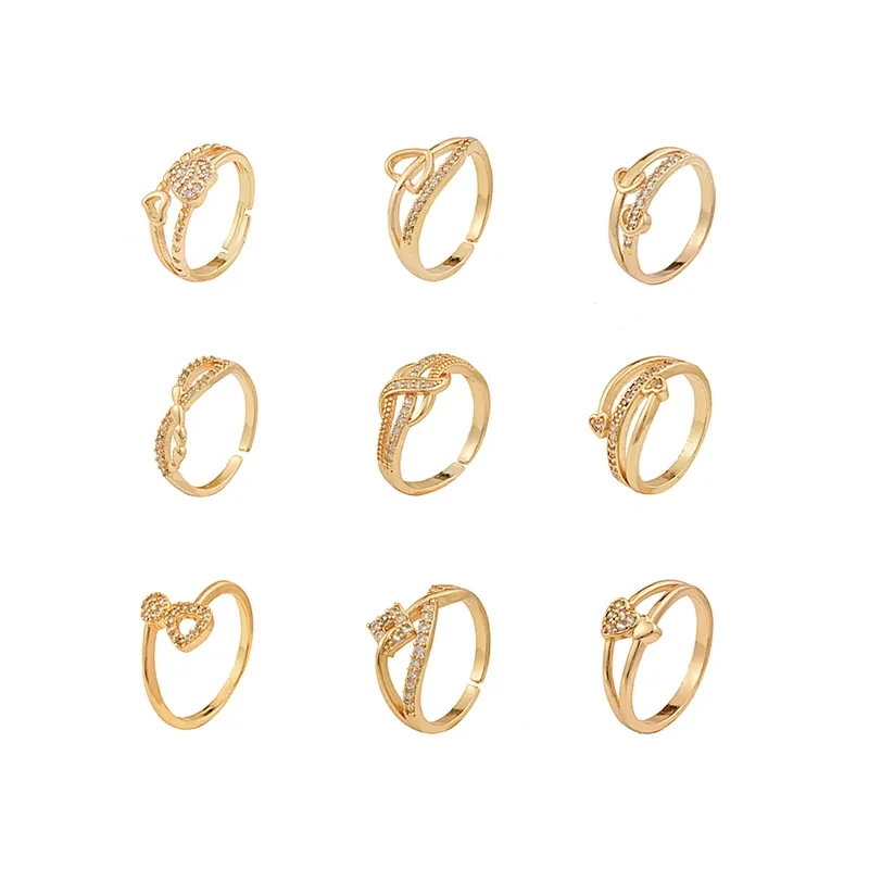 Anello di fidanzamento con anello di diamanti 18k in rame placcato oro matrimonio anello di zircone in ottone per le donne