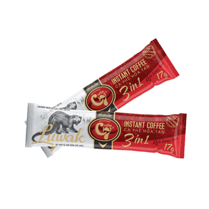 インスタントコーヒーOEMODMプライベートラベルゴールデンウィーゼルC7Luwakコーヒーフレーバーインスタント3in1、非乳製品クリーマーベトナムコーヒー