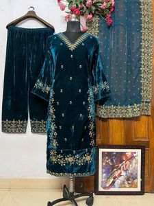 Tasarımcı hint pakistan TOP-PLAZZO SET Bollywood elbise parti aşınma takım elbise düğün - Product Image 3
