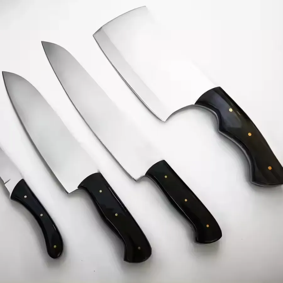 4 pièces manche en bois vente chaude couteau de Chef ensemble accessoire couteau de chef en acier damas ensemble de couteaux de cuisine professionnels