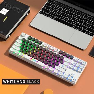 El más nuevo teclado de juego personalizado Jertech DK600 PUNK, teclas personalizadas en blanco y negro, interfaz USB, LED operado mecánicamente - Product Image 5