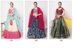 インドからの卸売価格で利用可能な女性のためのデュパッタ付きの新しい排他的なセミステッチLehengaCholi - Product Image 2