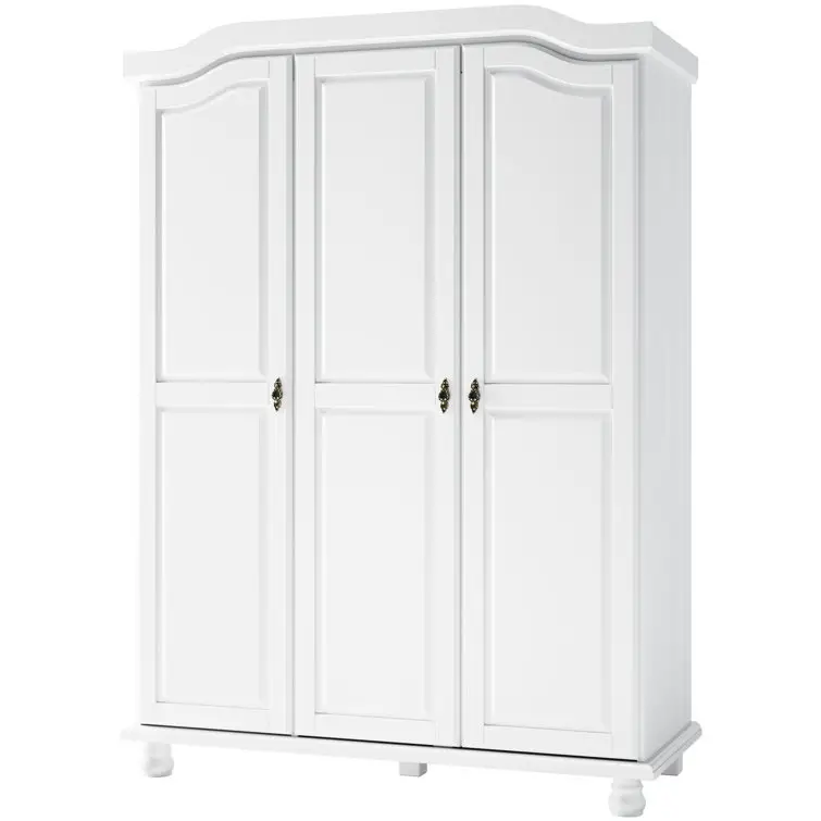 Kyle Solid Wooden Wardrobe In White Finish With High Quality Material For Bedroom Furniture