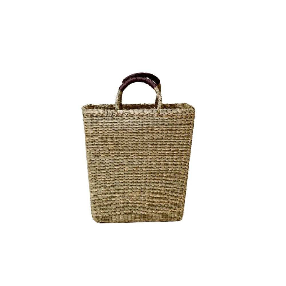 Yüksek kalite güzel hazırlanmış toptan alışveriş Tote saklama çantası Vietnam tedarikçiden Seagrass yapılmış
