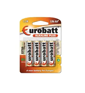 Eurobatt Alkaline Batteries Plus 4 x AA R6 LR6-BP4