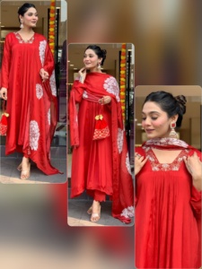 Summer Special New Designer <strong>Red</strong> Traditional Wear Dress Suit Fancy Style Long Party Wear With Embroidery Work Salwar Kameez - Product Image 6