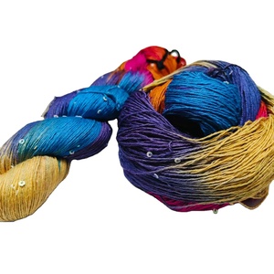 Sequência embelezada extravagante colorida e frisada seda Fio mão feita e handspun uso para tricô tecelagem crochê arte e artesanato