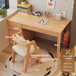 Çocuklar için ergonomik Modern rahat tasarım çalışma masası ev yatak odası için depolama çekmeceleri ile dayanıklı katı ahşap bilgisayar masası - Product Image 5