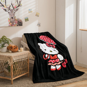 Hello KT ผ้าห่มขนแกะพิมพ์ลายดิจิทัล3D ผ้าห่มสำหรับตกแต่งสีชมพูน่ารัก - Product Image 6