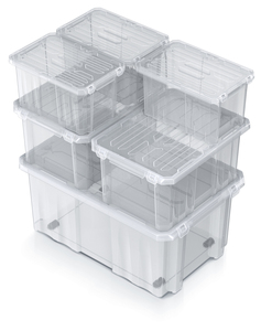 Recipientes de almacenamiento de plástico transparente apilables con tapas-Contenedores versátiles y duraderos para organización y almacenamiento multiusos