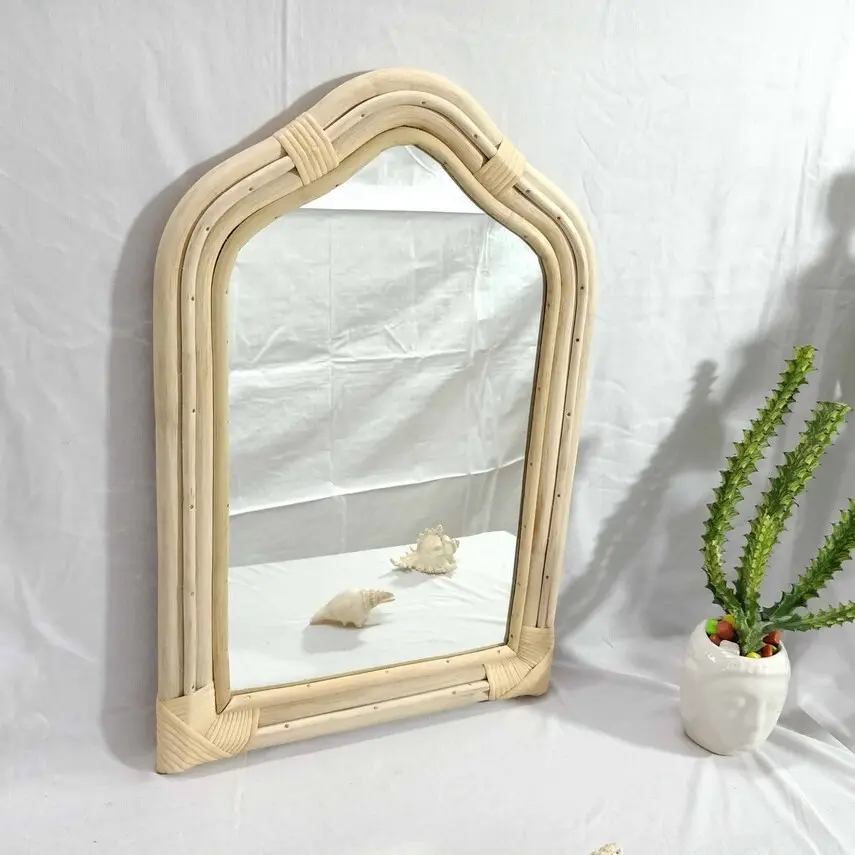 Wholesale natural Rattan Cane Mirror Vintage Mirror Wall Mirror for Decoration made in Vietnam