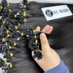 100% Remy doğal Keratin düz ucu insan saçı postiş çift sarışın ve kahverengi peruk tipi çizilmiş - Product Image 1