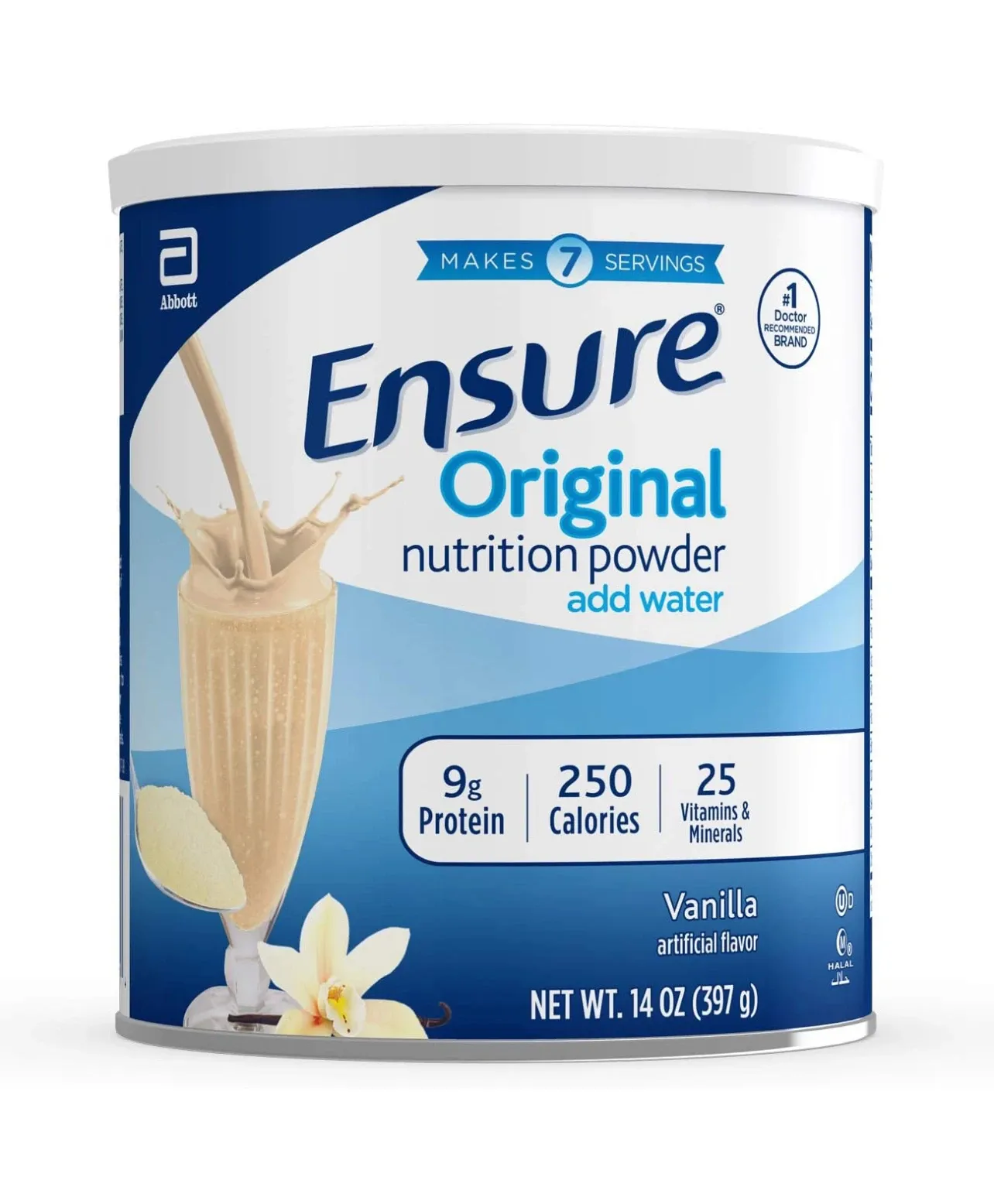 우유 보장, 단백질 9 g 함유 오리지널 영양 파우더, 식사 대체, 바닐라, 14 온스 (3 팩)