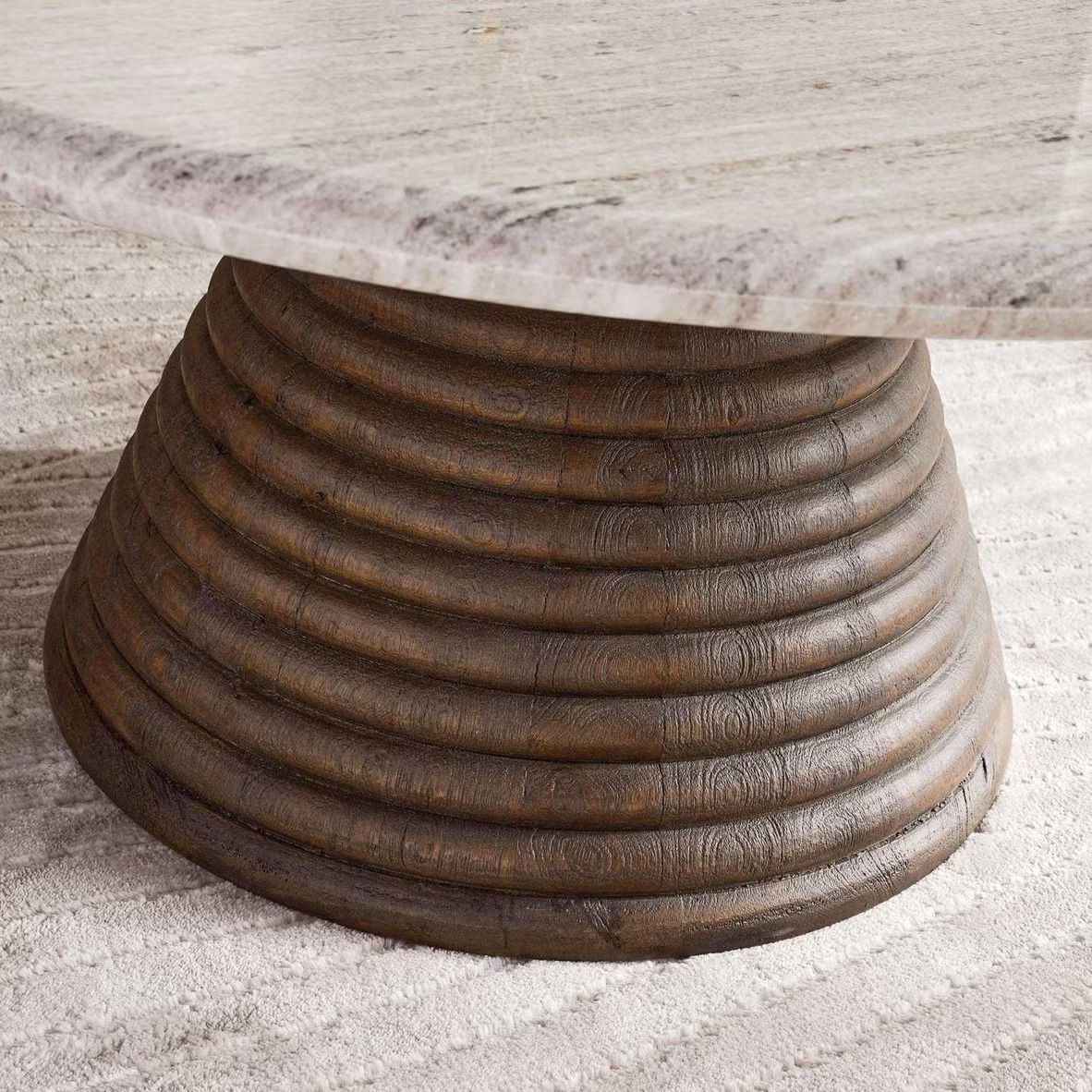 Dark Brown Wood | Travertine Marble