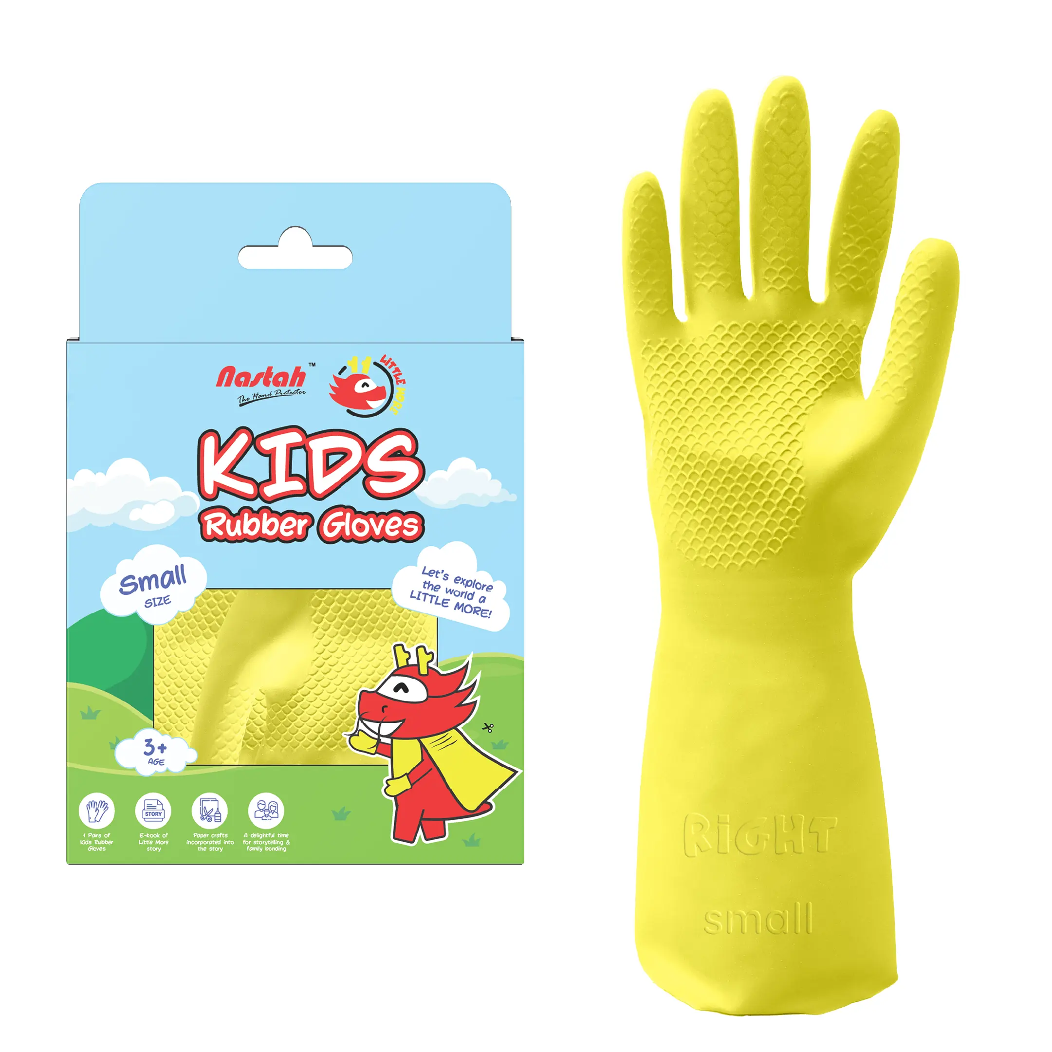 [Kutu dahil] 1 çift biraz daha çocuklar kauçuk eldiven temizleme bulaşık bahçe su geçirmez çocuklar koruyucu eldivenler kullanımlık