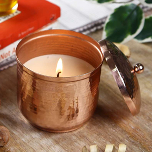 Evinizi geliştiren ahşap alt standlı lüks metalik mum kabı, HHO tarafından sağlanan koku ile toplu olarak görünüyor - Product Image 3