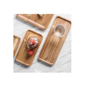 环保矩形竹木管家服务托盘，带侧把手，用于早餐咖啡桌 - Product Image 1